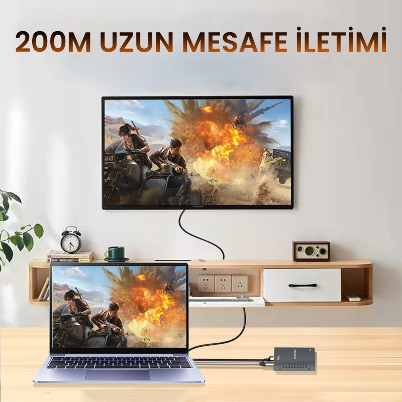VegGieg 1080P Full HD 60Hz HDMI KVM IP Extender 200 Metre CAT5E/6 HDMI Menzil Genişletici Uzatıcı - 5