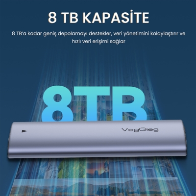 VegGieg 10Gbps USB 3.1 GeN2 M.2 SATA NGFF NVME SSD Disk Kutusu - 5