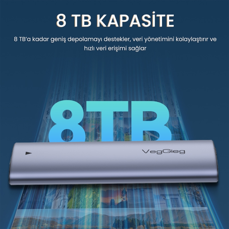 VegGieg 10Gbps USB 3.1 GeN2 M.2 SATA NGFF NVME SSD Disk Kutusu - 5