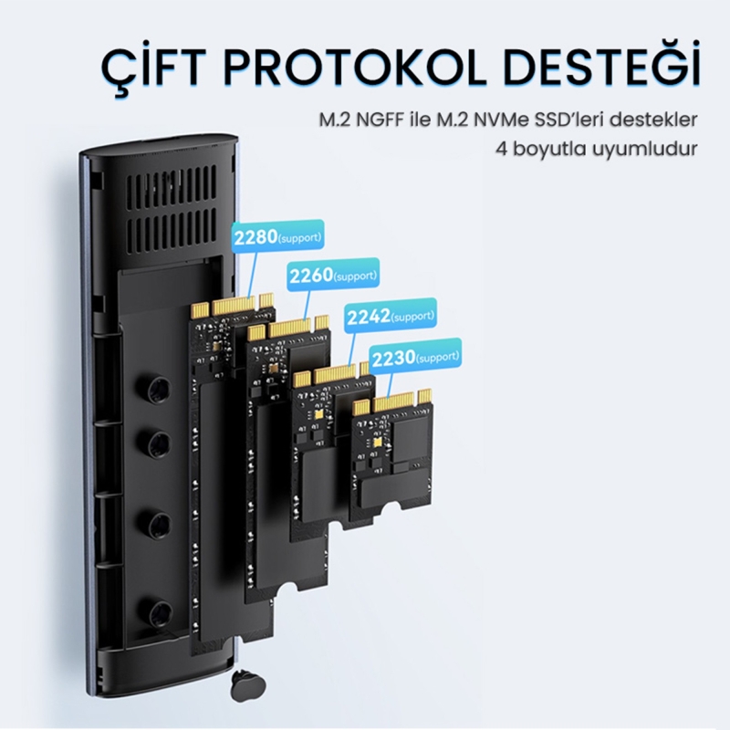VegGieg 10Gbps USB 3.1 GeN2 M.2 SATA NGFF NVME SSD Disk Kutusu - 6