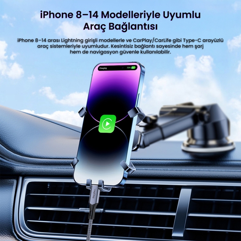 VegGieg 27W 3A USB Type-C to Lightning iPhone iPad Hızlı Şarj ve Data Kablosu 1.2 Metre - 5