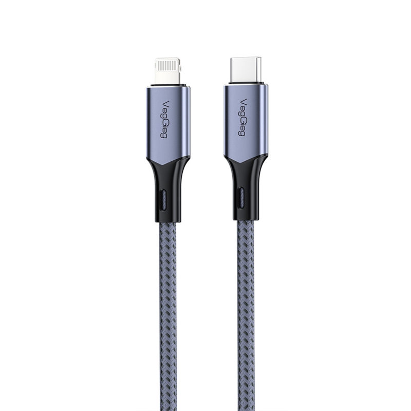 Veggieg 27W 3A USB Type-C to Lightning iPhone iPad Hızlı Şarj ve Data Kablosu 2 Metre - 1