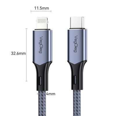 Veggieg 27W 3A USB Type-C to Lightning iPhone iPad Hızlı Şarj ve Data Kablosu 2 Metre - 5