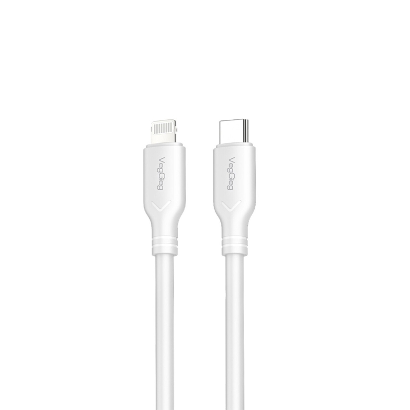 VegGieg 27W Type-C to Lightning iPhone iPad Uyumlu PD Hızlı Şarj ve Data Kablosu 1.2 Metre - 1