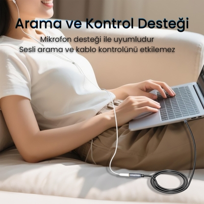 VegGieg 3.5mm TRRS Aux Kulaklık Mikrofon Ses Uzatma Kablosu 1 Metre - 4