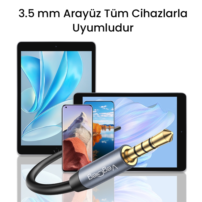 VegGieg 3.5mm TRRS Aux Kulaklık Mikrofon Ses Uzatma Kablosu 1 Metre - 7