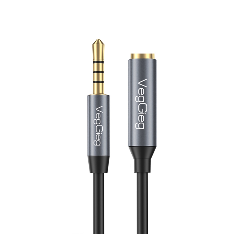 VegGieg 3.5mm TRRS Aux Kulaklık Mikrofon Ses Uzatma Kablosu 2 Metre - 1