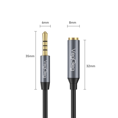 VegGieg 3.5mm TRRS Aux Kulaklık Mikrofon Ses Uzatma Kablosu 2 Metre - 3