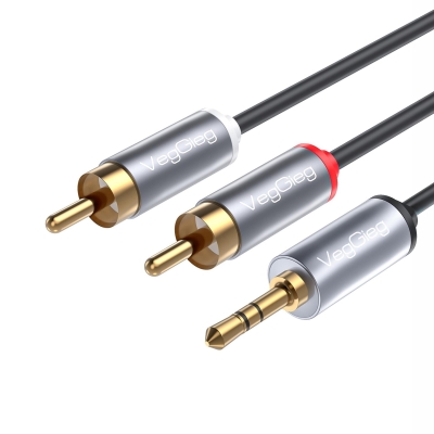 VegGieg 3.5mm Aux To 2 RCA Hi-Fi Ses Kablosu 1.5 Metre - VegGieg