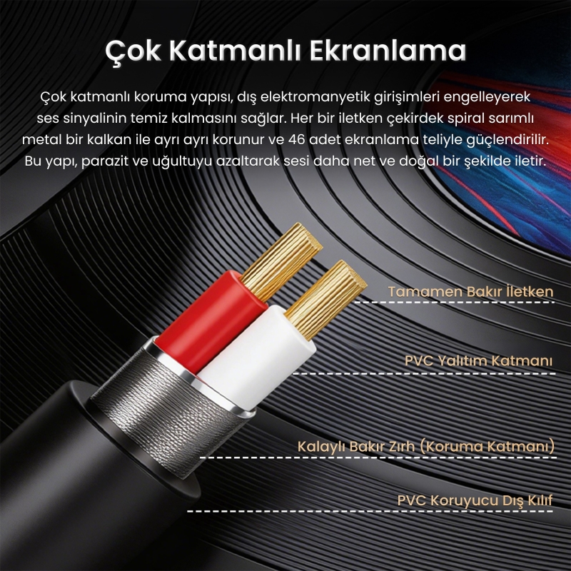 VegGieg 3.5mm Aux To 2 RCA Hi-Fi Ses Kablosu 20 Metre - 6