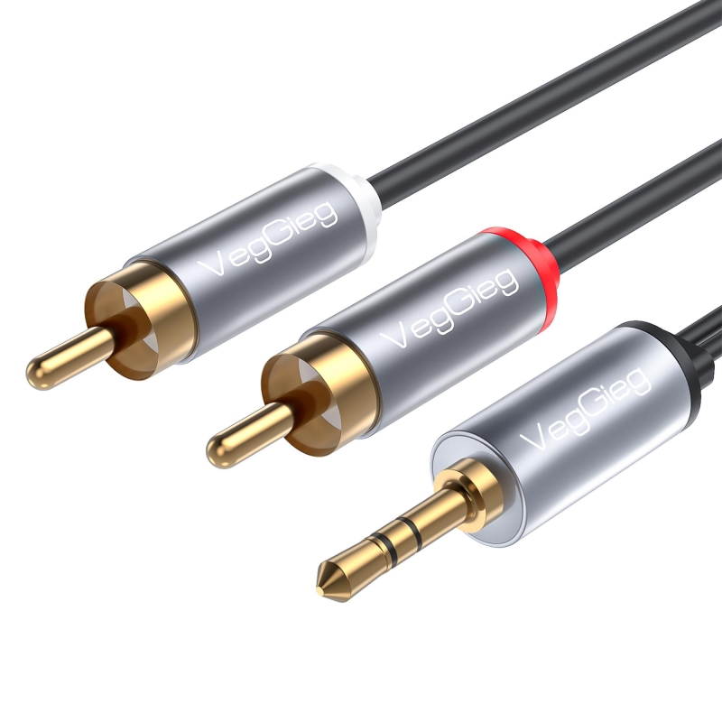 VegGieg 3.5mm Aux To 2 RCA Hi-Fi Ses Kablosu 3 Metre - 1