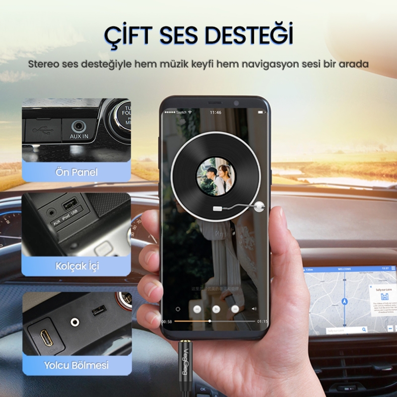 VegGieg 3.5mm Jack TRRS Hi-Fi AUX Mikrofon ve Ses Kablosu 2 Metre - 4