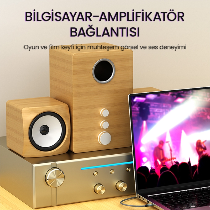 VegGieg 3.5mm Jack TRS Hi-Fi Örgülü AUX Ses Kablosu 1 Metre - 6