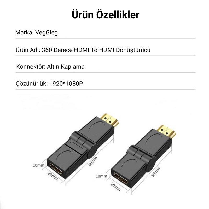 VegGieg 360 Derece HDMI to HDMI Dönüştürücü - 5
