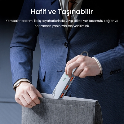 VegGieg 4 Portlu 10Gbps Type-C to 2*USB-A 2*Type-C USB 3.2 Gen2 USB Çoklayıcı Dönüştürücü Hub - 6
