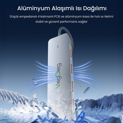 VegGieg 4 Portlu 10Gbps Type-C to 4*USB-A 3.2 Gen2 USB Çoklayıcı Dönüştürücü Hub - 5