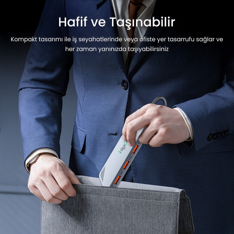 VegGieg 4 Portlu 10Gbps Type-C to 4*USB-A 3.2 Gen2 USB Çoklayıcı Dönüştürücü Hub - 6