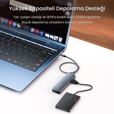 VegGieg 4 Portlu 10Gbps Type-C to 4*USB-A 3.2 Gen2 USB Çoklayıcı Dönüştürücü Hub - 2