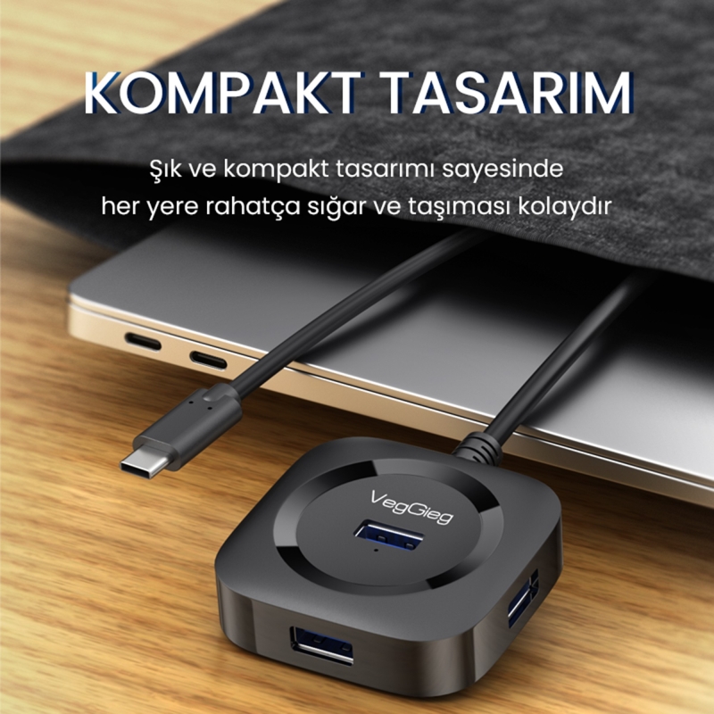 VegGieg 4 Portlu Type-C to USB 3.0 Çoklayıcı Hub - 6