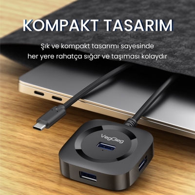 VegGieg 4 Portlu Type-C to USB 3.0 Çoklayıcı Hub - 6
