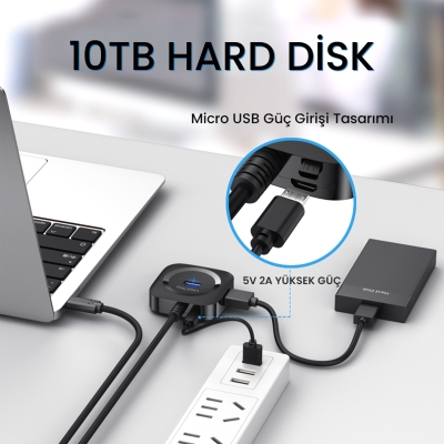 VegGieg 4 Portlu Type-C to USB 3.0 Çoklayıcı Hub - 3
