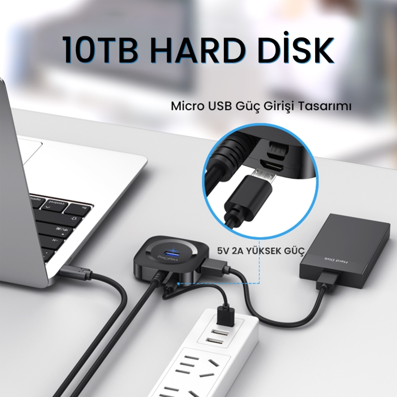 VegGieg 4 Portlu Type-C to USB 3.0 Çoklayıcı Hub - 3