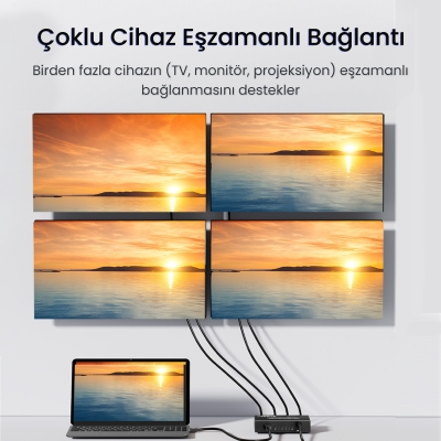 VegGieg 4K 30Hz 1 Giriş 4 Çıkış HDMI Splitter Görüntü Ayırıcı Bölücü Adaptör - 4