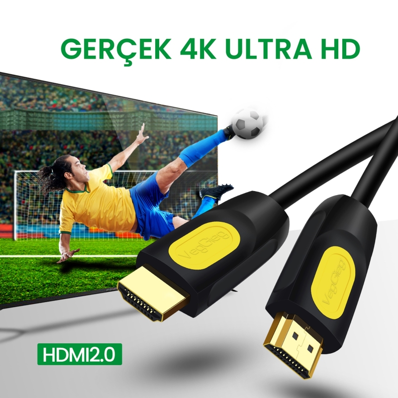 VegGieg 4K 30Hz 18Gbps HDR ARC HDCP Destekli HDMI 2.0 Kablo 10 Metre - 6