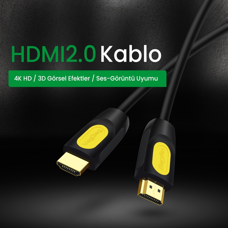 VegGieg 4K 30Hz 18Gbps HDR ARC HDCP Destekli HDMI 2.0 Kablo 20 Metre - 4