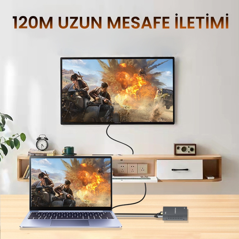 VegGieg 4K 30Hz HDMI KVM Extender 120 Metre CAT5E/6 HDMI Menzil Genişletici Uzatıcı - 5