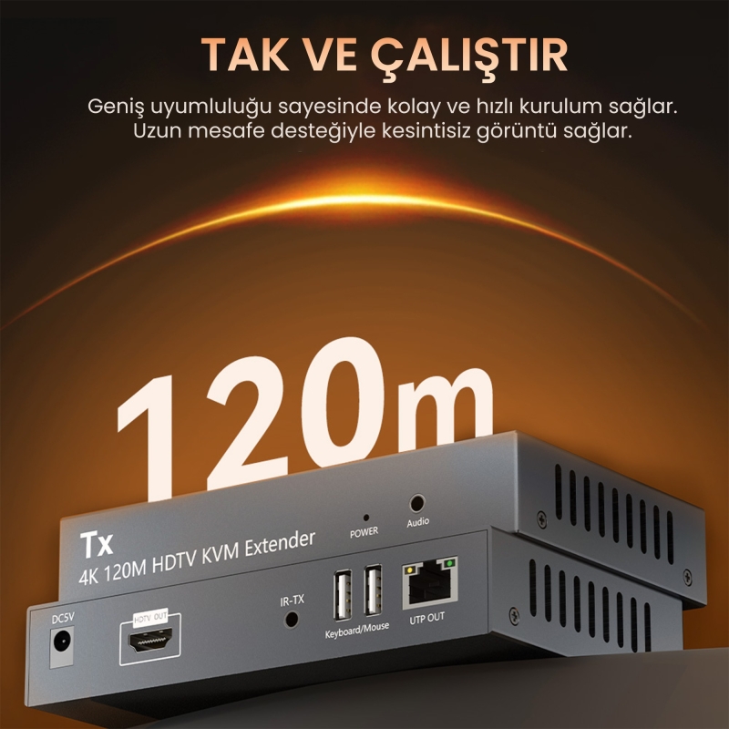 VegGieg 4K 30Hz HDMI KVM Extender 120 Metre CAT5E/6 HDMI Menzil Genişletici Uzatıcı - 3