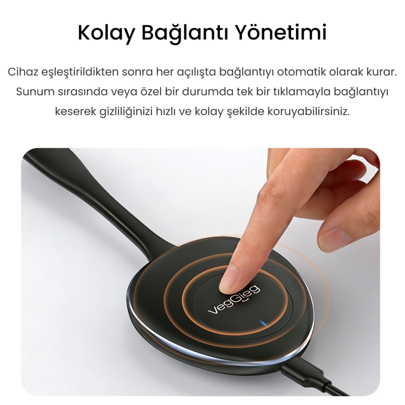 VegGieg 4K 30Hz Kablosuz HDMI VGA Görüntü ve Ses Aktarıcı Wireless Ekran Yansıtma Adaptörü - 2