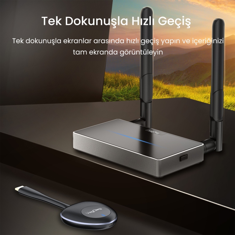 VegGieg 4K 30Hz Kablosuz HDMI VGA Görüntü ve Ses Aktarıcı Wireless Ekran Yansıtma Adaptörü - 6
