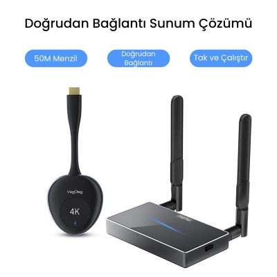 VegGieg 4K 30Hz Kablosuz HDMI VGA Görüntü ve Ses Aktarıcı Wireless Ekran Yansıtma Adaptörü - 7