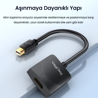 VegGieg 4K 30Hz Mini DisplayPort (DP) to HDMI Çevirici Dönüştürücü - 5