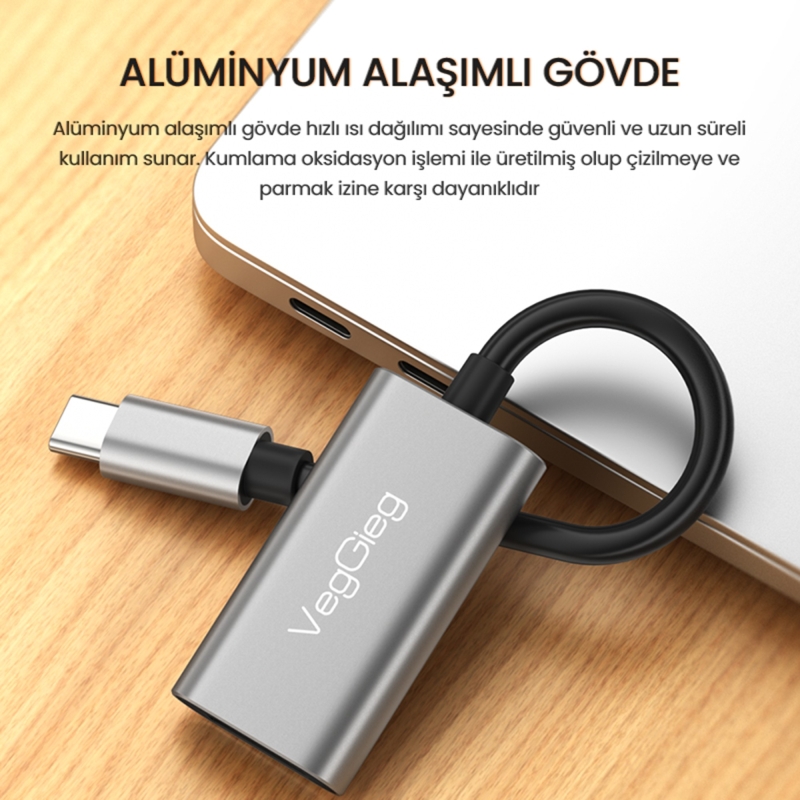 VegGieg 4K 30Hz Type-C to HDMI Çevirici Dönüştürücü Adaptör - 2