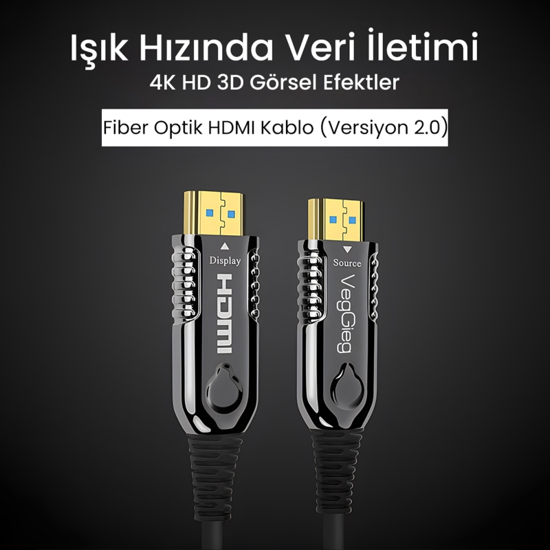 VegGieg 4K 60Hz 18Gbps HDR ARC HDCP Fiber Optik HDMI 2.0 Kablo 90 Metre - 2