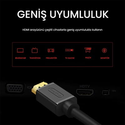 VegGieg 4K 60Hz Dişi Erkek HDMI 2.0 Uzatma Kablosu 2 Metre - 2
