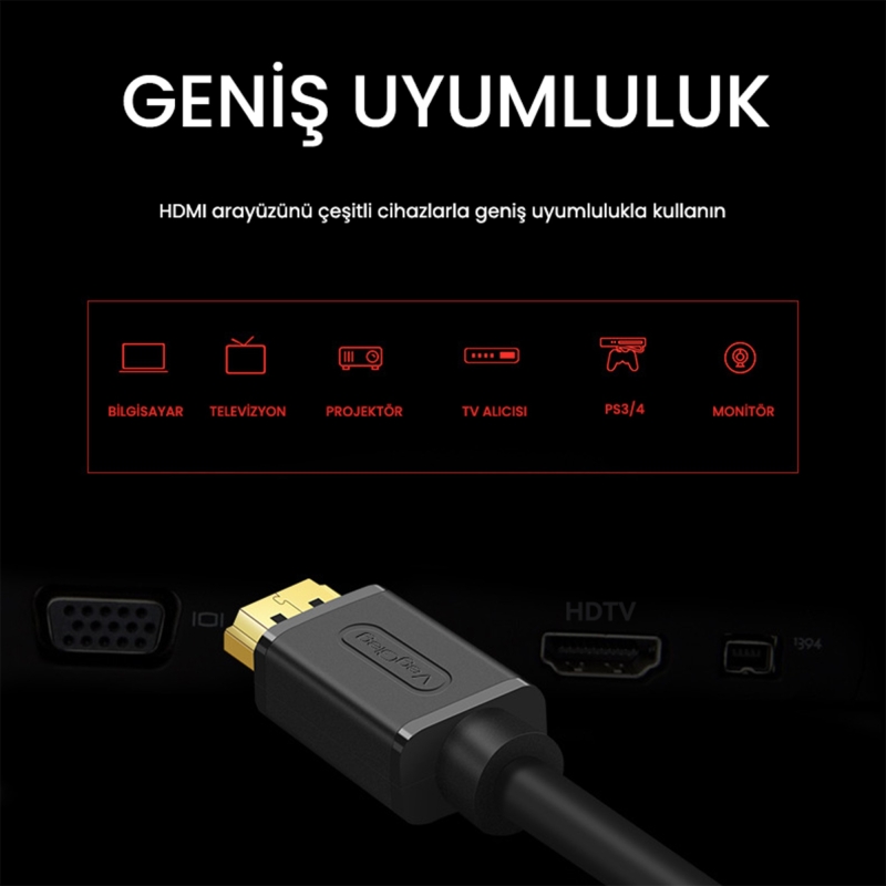 VegGieg 4K 60Hz Dişi Erkek HDMI 2.0 Uzatma Kablosu 3 Metre - 2