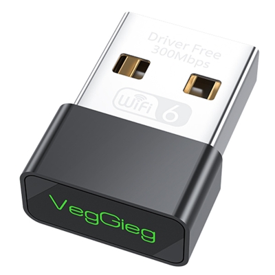 VegGieg 300 Mbps Wifi 6 Çift Bant Kablosuz Alıcı Verici Nano USB Adaptör - VegGieg