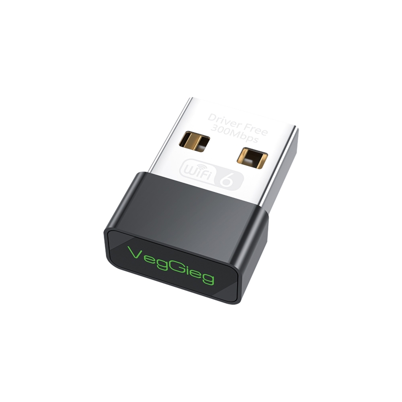 VegGieg 300 Mbps Wifi 6 Çift Bant Kablosuz Alıcı Verici Nano USB Adaptör - 1