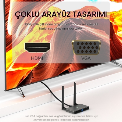 VegGieg 5Ghz Kablosuz HDMI VGA Görüntü Aktarım Cihazı - 6