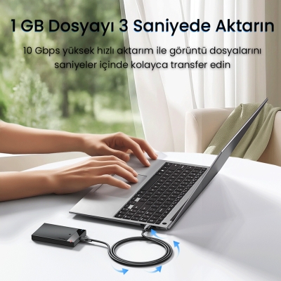 VegGieg USB 3.0 to Type-C 60W 10Gbps Data ve Şarj Kablosu 50 CM - 3