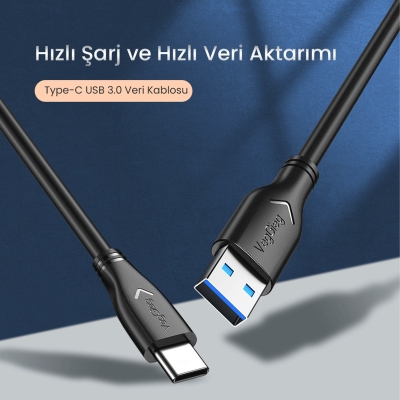 VegGieg USB 3.0 to Type-C 60W 10Gbps Data ve Şarj Kablosu 50 CM - 2