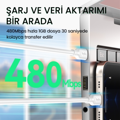 VegGieg 60W Type-C to Type-C Hızlı Şarj ve Data Kablosu 1.2 Metre - 2
