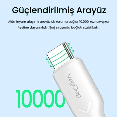 VegGieg 60W Type-C to Type-C Hızlı Şarj ve Data Kablosu 1.2 Metre - 3