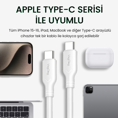 VegGieg 60W Type-C to Type-C Hızlı Şarj ve Data Kablosu 1.2 Metre - 6