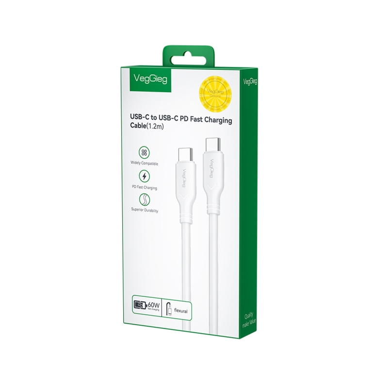 VegGieg 60W Type-C to Type-C Hızlı Şarj ve Data Kablosu 1.2 Metre - 7