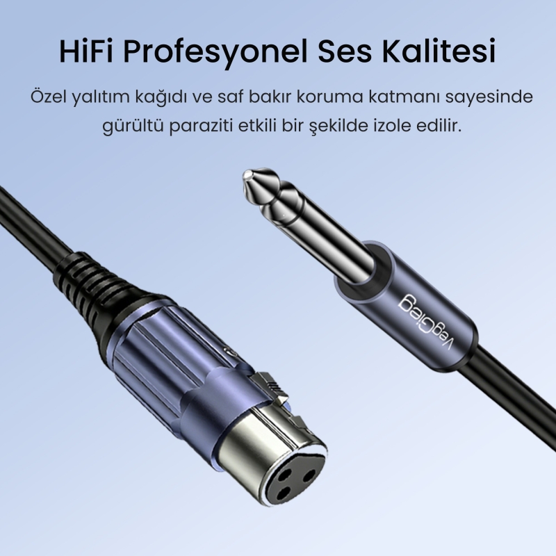 VegGieg 6.35mm to XLR Dişi Mikrofon Kablosu Hi-Fi Ses Kalitesi OFC Bakır Enstrüman Ses Kablosu 2 Metre - 3