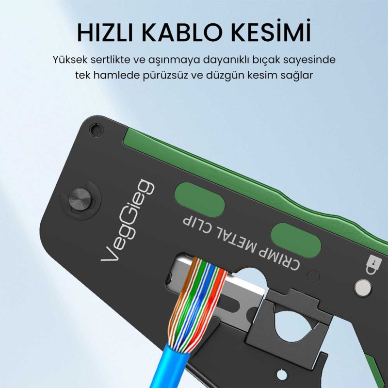 VegGieg 6P/8P Cat8 Cat7 Cat6 RJ45 Ethernet Jack Pensesi RJ11 RJ12 Telefon Kablosu Jak Kesme Soyma Sıkma Aleti - 4